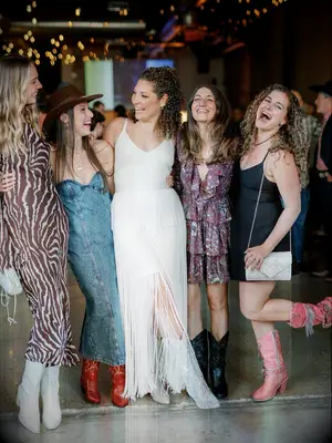 Bride with guests at wedding shower