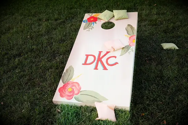 Cornhole game at wedding or bridal shower