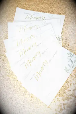 Guest book memory cards at bridal shower