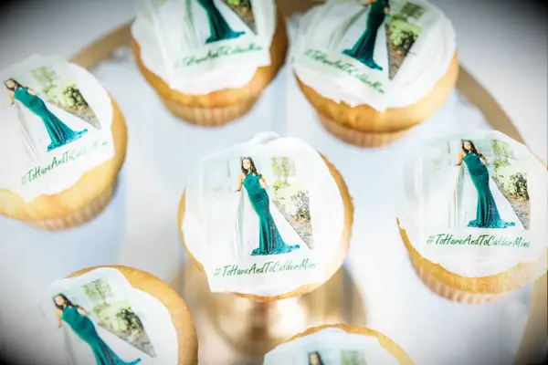 Custom cupcakes with picture of bride