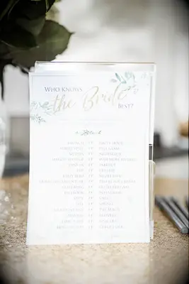 Bridal shower game card