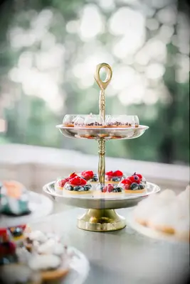 Tiered-tray with individual fruit parfait cups