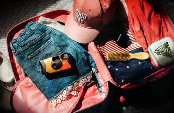 Suitcase packed for bach party