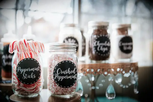Hot chocolate bar at winter bridal shower