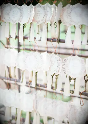 Tassel keychains at Bridgerton themed bridal shower