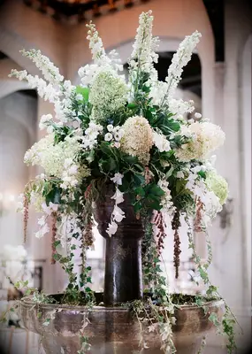 Oversized floral arrangement at Bridgerton themed bridal shower