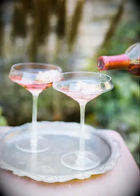 Pink champagne at Bridgerton inspired bridal shower