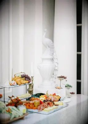 Food at Bridgerton themed bridal shower