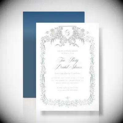 Rose garden Bridgerton inspired bridal shower invitation