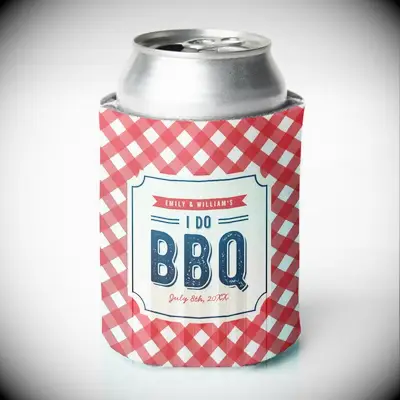 Gingham koozie for I Do BBQ party. 
