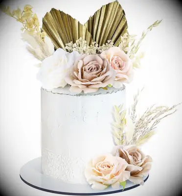 Dried Faux Flower Boho Bridal Shower Cake Topper Decorations