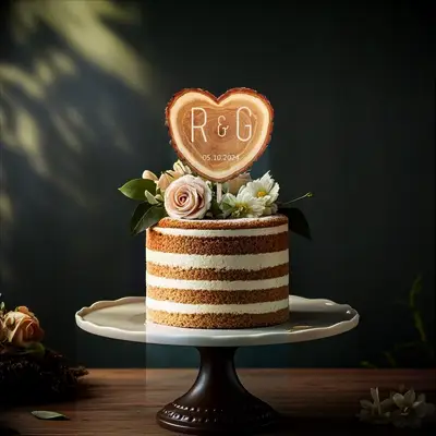 Wooden cake topper for boho bridal shower