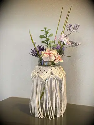 Macrame vase decor for boho bridal shower