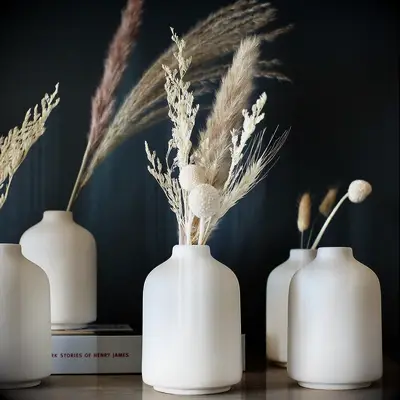 White Ceramic Vases for Boho Bridal Shower