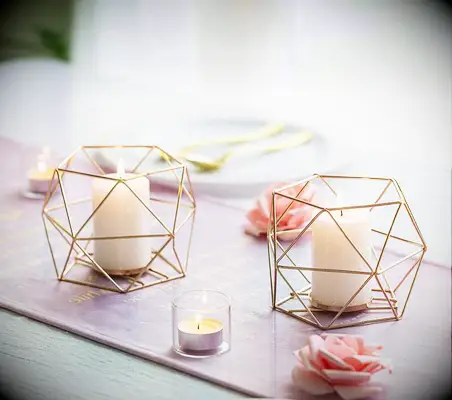 Geometric candle holders for boho bridal shower