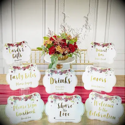 Burgundy Blush Floral Boho Bridal Shower Décor Sign Kit 