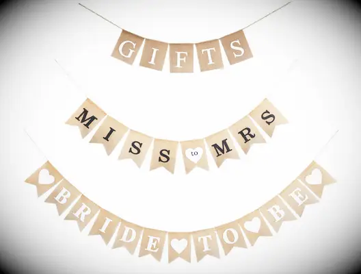 Boho burlap banner sign set for bridal shower