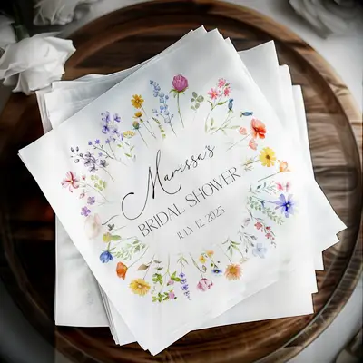 Wildflower bridal shower napkin