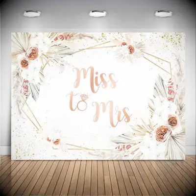 Pink Floral Miss to Mrs Boho Bridal Shower Backdrop