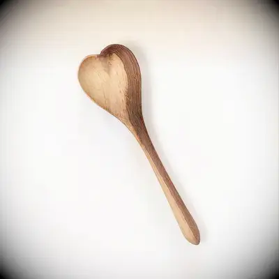 Heart shaped wooden spoon