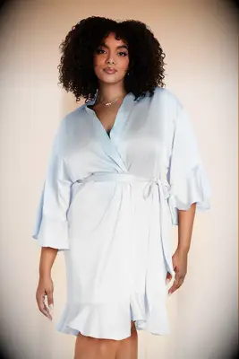 Blue satin robe