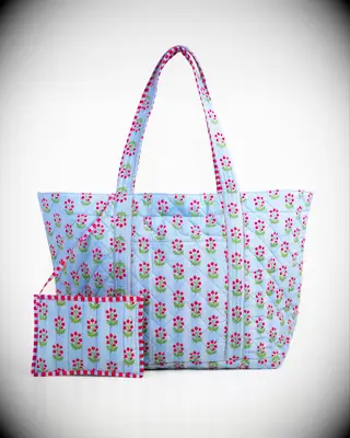 Plush floral weekender bag