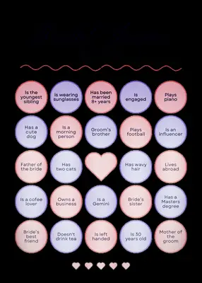 Find the guest bingo card