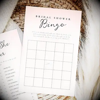 Bridal shower bingo card