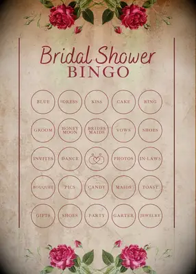 Vintage bridal bingo card