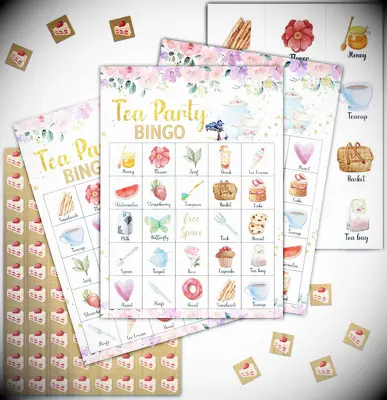 Tea party bingo card