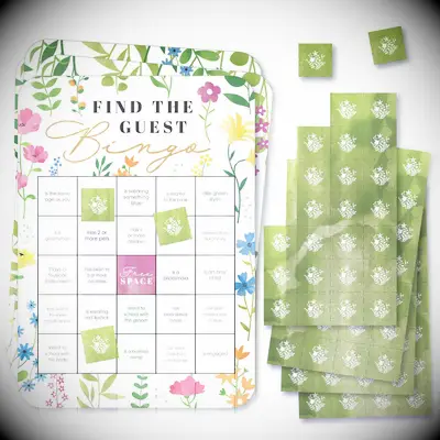 Find the guest bridal shower bingo card