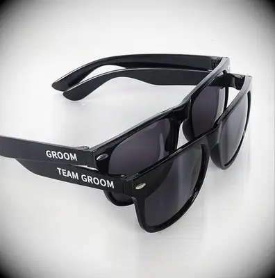 Black bachelor party groomsmen sunglasses