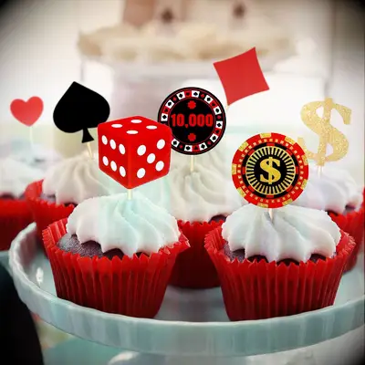 Poker themed bachelor party cake toppers