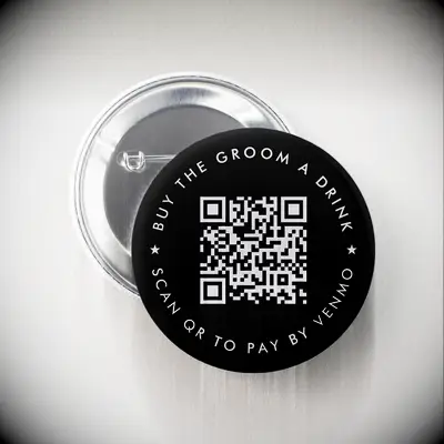 Bachelor Party Buy The Groom A Drink QR Code Black Button