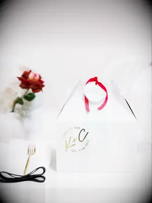 Welcome gift box at rehearsal dinner