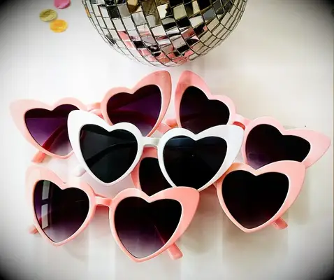 Heart-shaped sunglasses for bachelorette party hangover kit