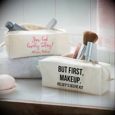 Personalized Canvas Cosmetic Case for bachelorette party hangover kit