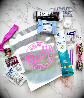 Barbie inspired premade bachelorette party hangover kit