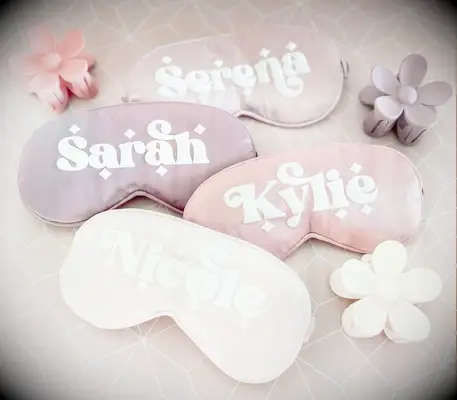Personalized sleep masks for bachelorette party hangover kit