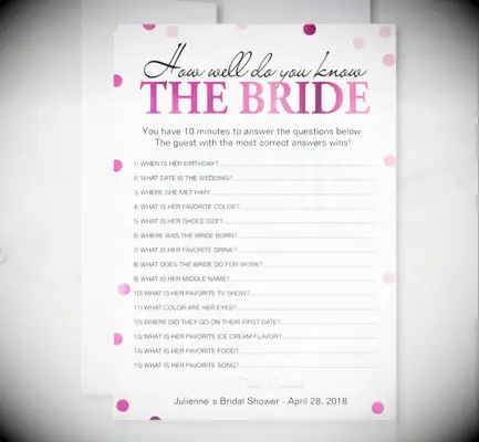 Tout ce dont vous avez besoin pour jouer «dans quelle mesure connaissez-vous la mariée?