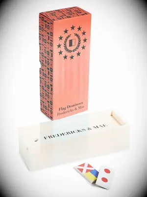 Sailor-themed dominoes in wooden box