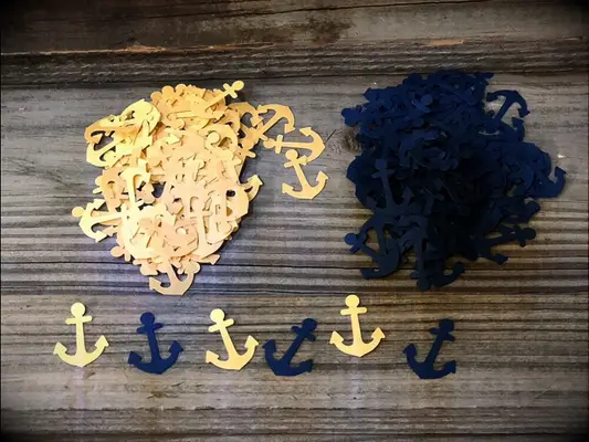 Gold and navy anchor confetti