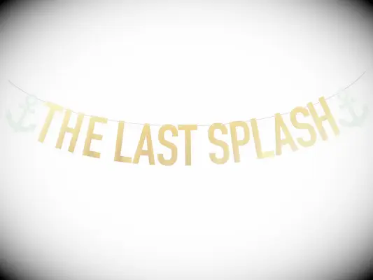 The Last Splash in gold with blue anchors on either side