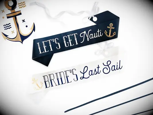 Sashes with fun fonts and anchor graphics
