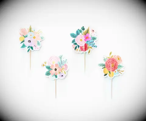 Floral cupcake toppers for bachelorette party