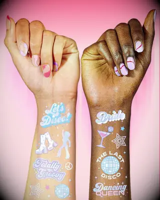 Disco themed temporary tattoos for bachelorette party