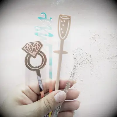 Wedding themed drink stirrers for bachelorette party