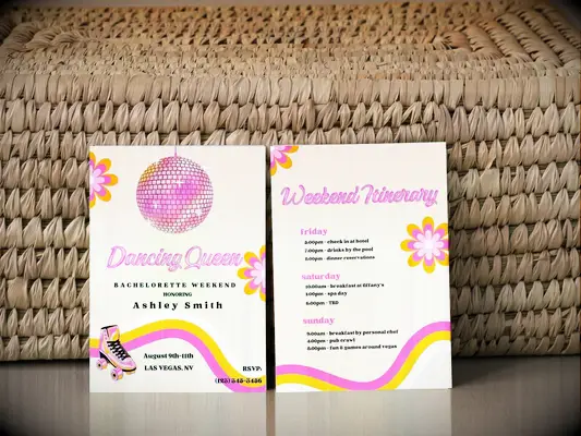 Disco themed invitations for bachelorette party