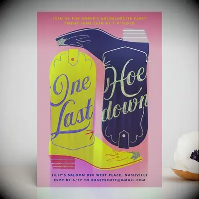 Cowgirl themed invitations for bachelorette party