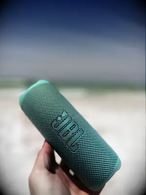 Blue portable speaker for bachelorette party